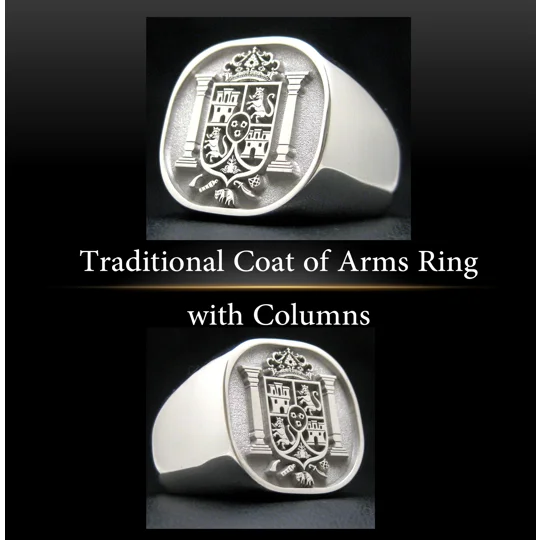 Traditional Coat of Arms Ring with Columns