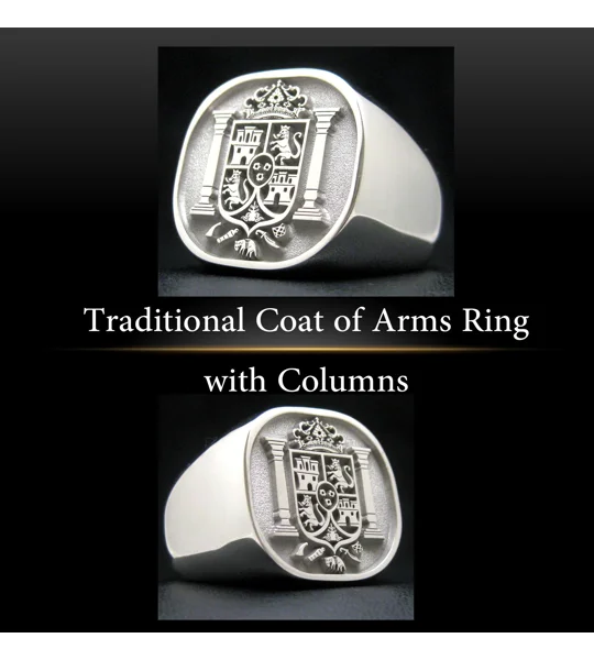 Traditional Coat of Arms Ring with Columns