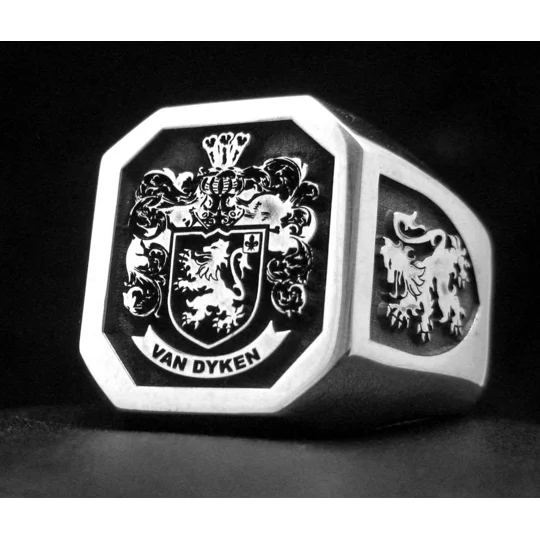Custom Made Family Crest Octagon Ring