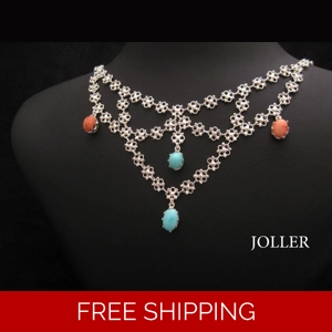 Ethnic Necklace - Handmade - Turquoise Corals