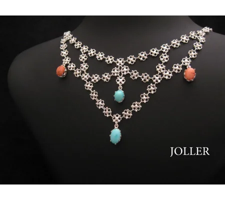 Ethnic Necklace - Handmade - Turquoise Corals