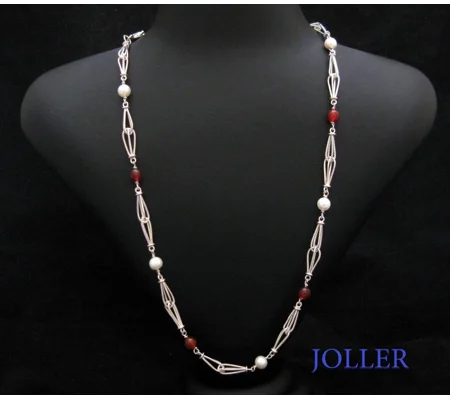 Handmade Necklace - Pearls Carnelians