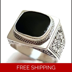 Men's Signet Ring Black Onyx