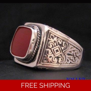 Mens Signet Ring Carnelian