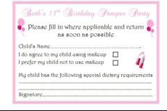 12 x Girl's Pamper Party Invitations