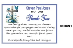 10 Personalised Funeral/Sympathy Thank You Cards