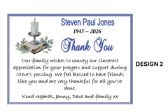 10 Personalised Funeral/Sympathy Thank You Cards