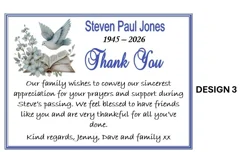 10 Personalised Funeral/Sympathy Thank You Cards