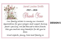 10 Personalised Funeral/Sympathy Thank You Cards