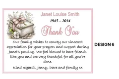 10 Personalised Funeral/Sympathy Thank You Cards