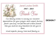 10 Personalised Funeral/Sympathy Thank You Cards