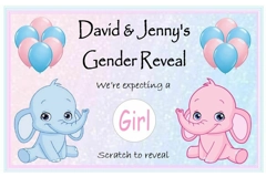 Personalised Gender Reveal Scratch Cards - With or without envelopes - Pk of 12