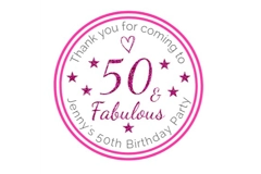 Personalised Birthday Party Stickers/Labels 30th 40th 50th 60th 70th