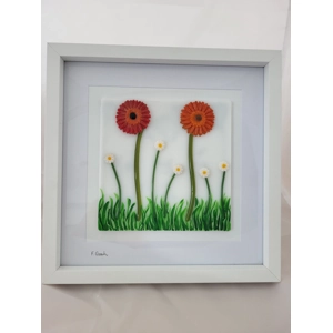 Large White Framed Red Gerbera Picture Large White Framed Red Gerbera Picture