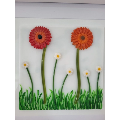 Large White Framed Red Gerbera Picture