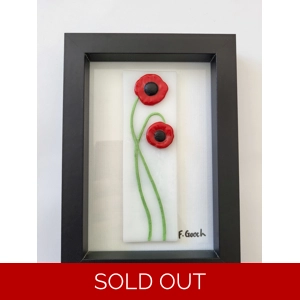 GBF28 Green Twisted stem poppy in black frame GBF28 Green Twisted stem poppy in black frame