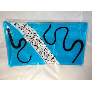 Turquoise and black rectangle platter Turquoise and black rectangle platter