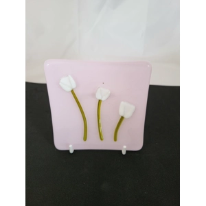 Pink & white tulips large trinket dish