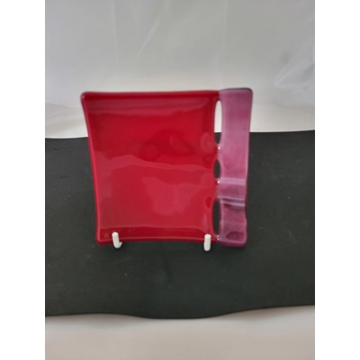 Deep red & streaky large trinket dish