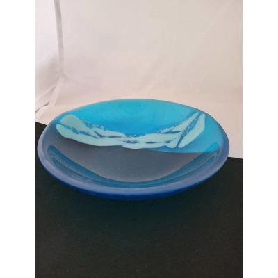 Turquoise wave shallow bowl