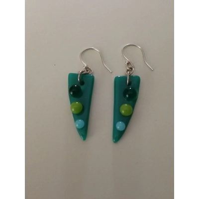 E19 Jade glass triangular earrings