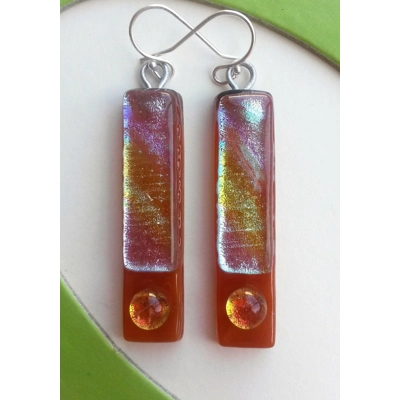 E21 Burnt orange & dichro earrings