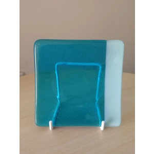 Transparent turq & robin egg trinket dish