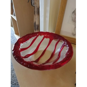 Red & clear textured big bowl Red & clear textured big bowl