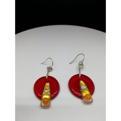 Red circular earrings