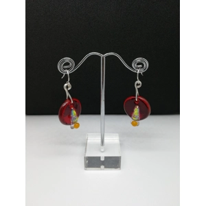 Red circular earrings