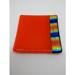 Orange & Dichroic glass trinket dish