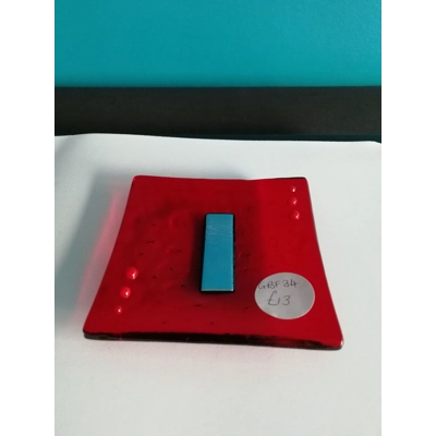 Transparent red & silver dichro trinket dish