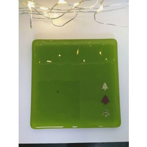 Pea green Xmas tree coaster