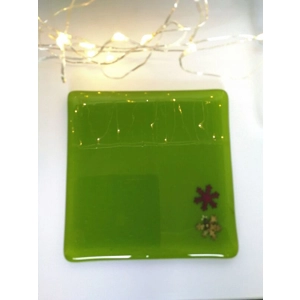 Pea green snowflake coaster