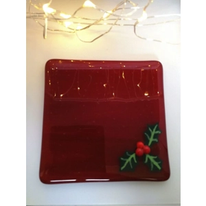Deep red Holly berry coaster