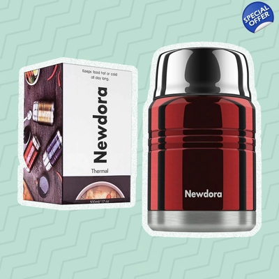 Newdora Insulated Food Jar With Folding Stainless Steel Spoon