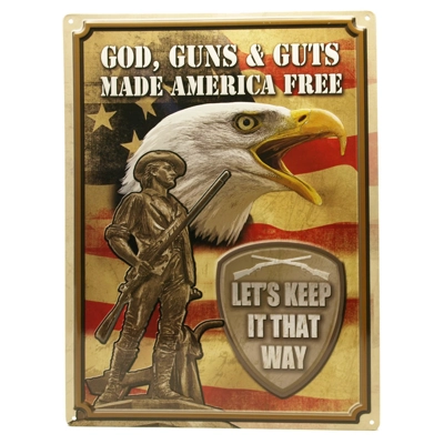"Gods,Guns And Guts, Metal Poster Sign