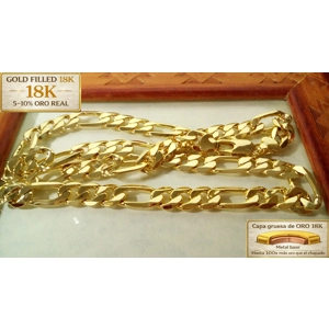 CADENA FÍGARO GOLD FILLED 18K 9MM X 60CM