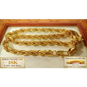 CORDÓN TRENZADO GOLD FILLED 18K - 8MM X 52 y 55CM