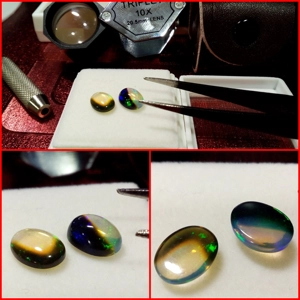 Pareja de Ópalos negros multicolor de Etiopía