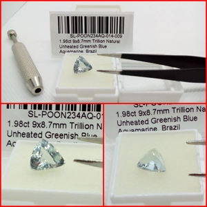 Aguamarina de Brasil talla Trillion 1.98 cts.