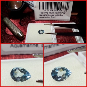 Aguamarina VVS Azul talla Pera 0.62 Cts