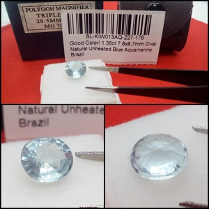 Aguamarina Oval Natural 1.38 Cts - Sin Tratar - Gran Color