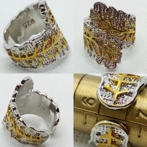 Anillo Hoja Dorada - Talla 6.5 USA