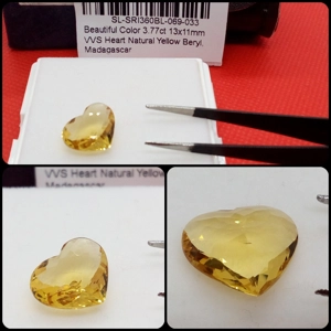 Berilo Amarillo Madagascar VVS talla corazón 3.77 cts.