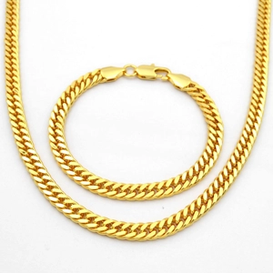 Conjunto de Gold Filled 18K Clásico Cubano 7MM X 60CM