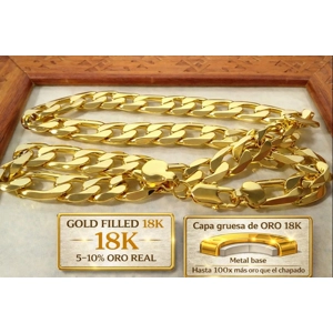 CADENA FÍGARO GOLD FILLED 18K 12MM