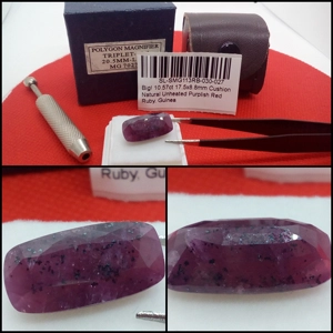 Enorme Rubí rojo de Guinea talla cojín 10.57 Cts