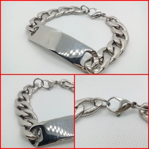 ESCLAVA ACERO PULIDA PLATEADA 20CM X 15MM
