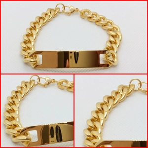 ESCLAVA HOMBRE ACERO CHAPADA ORO 21CM X 11MM